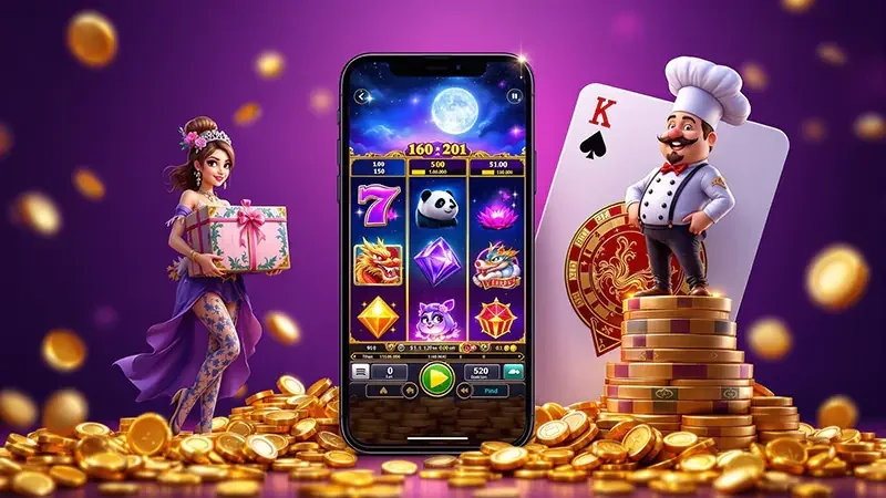 Ilustrasi permainan reel slot dalam lobi KOPI77
